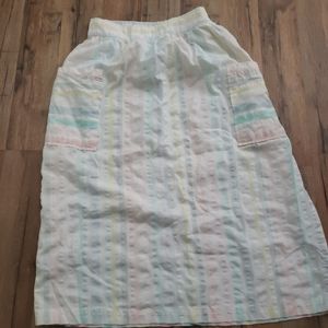 Vintage 80s pastel rainbow skirt with pockets S/M